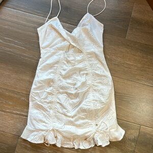 NWT Saints  + Secrets white eyelet lined mini dress size Large